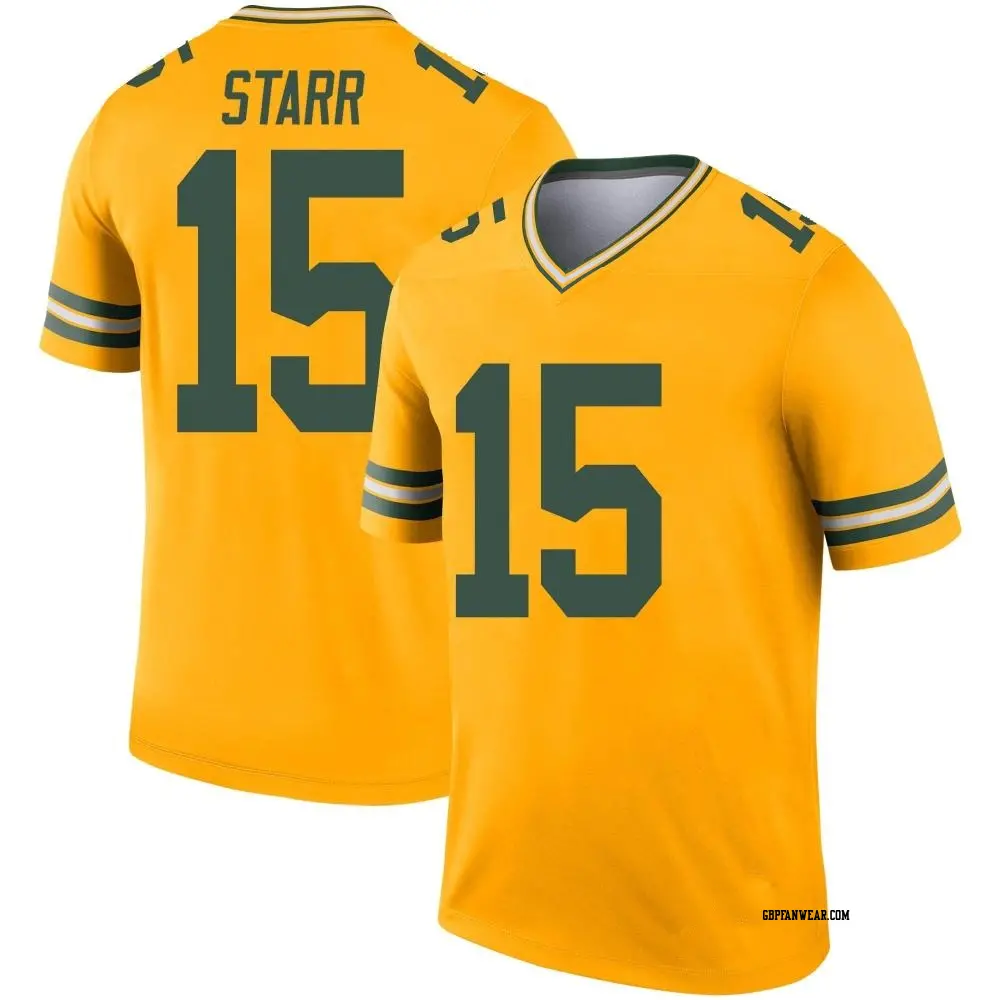 Legend Gold Men's Bart Starr Green Bay Packers Inverted Jersey