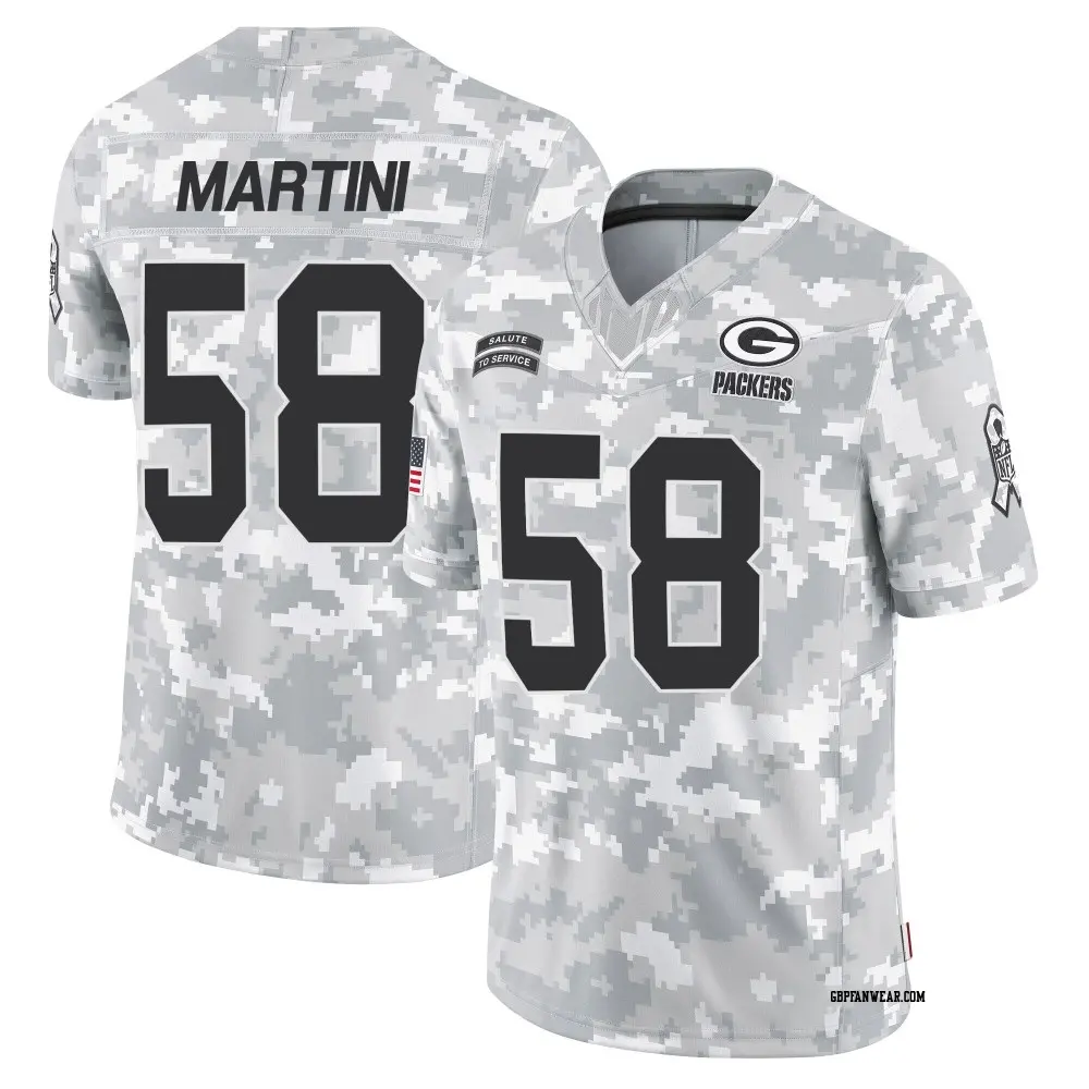 Limited Arctic Camo Men's Greer Martini Green Bay Packers 2024 Salute to Service Jersey