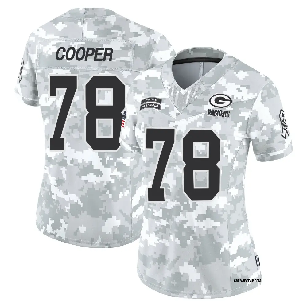 Limited Arctic Camo Women's Dalton Cooper Green Bay Packers 2024 Salute to Service Jersey