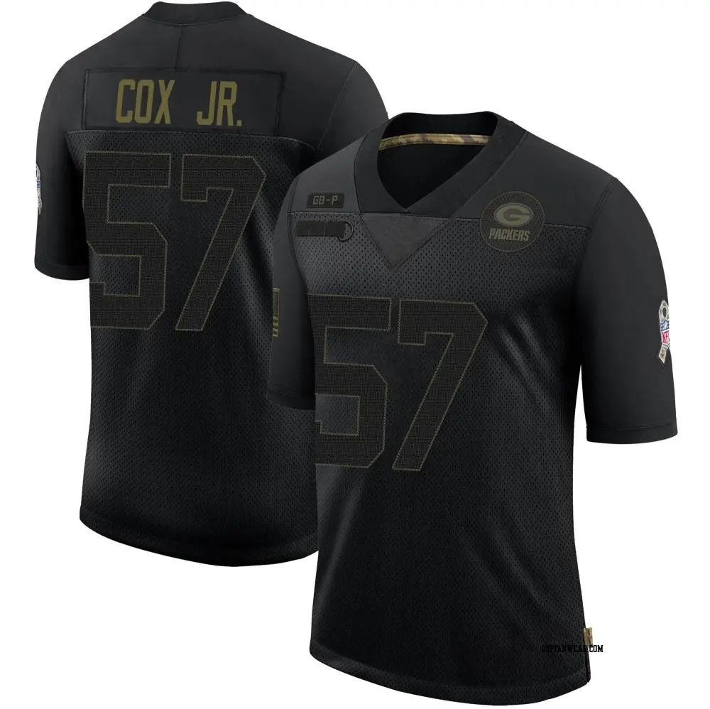 Limited Black Men's Brenton Cox Jr. Green Bay Packers 2020 Salute To Service Jersey