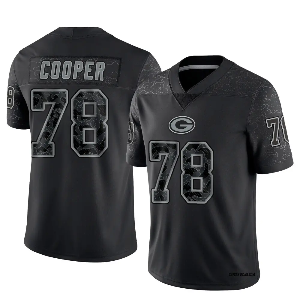 Limited Black Men's Dalton Cooper Green Bay Packers Reflective Jersey