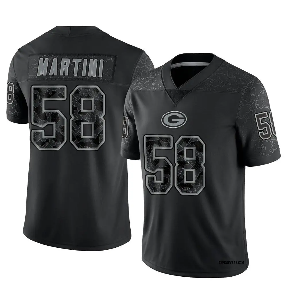 Limited Black Men's Greer Martini Green Bay Packers Reflective Jersey