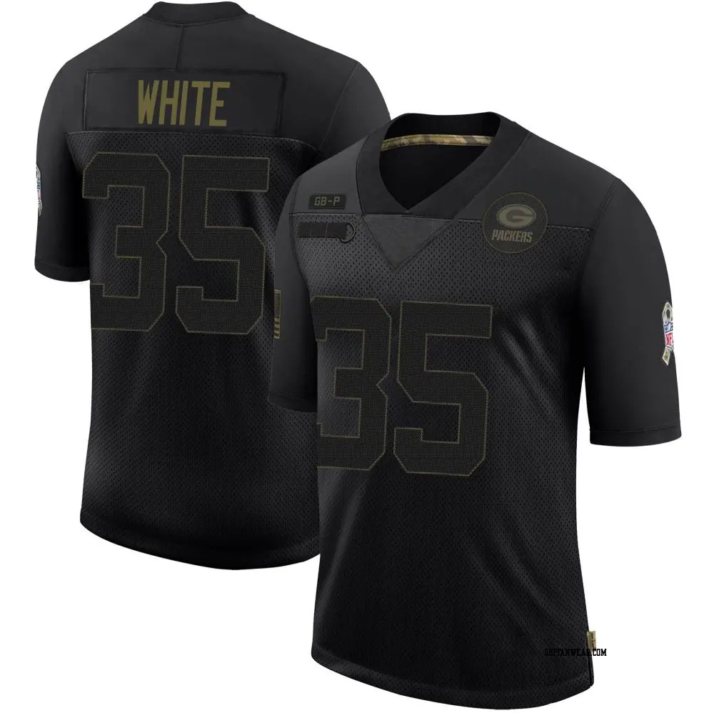 Limited Black Men's Jalen White Green Bay Packers 2020 Salute To Service Jersey