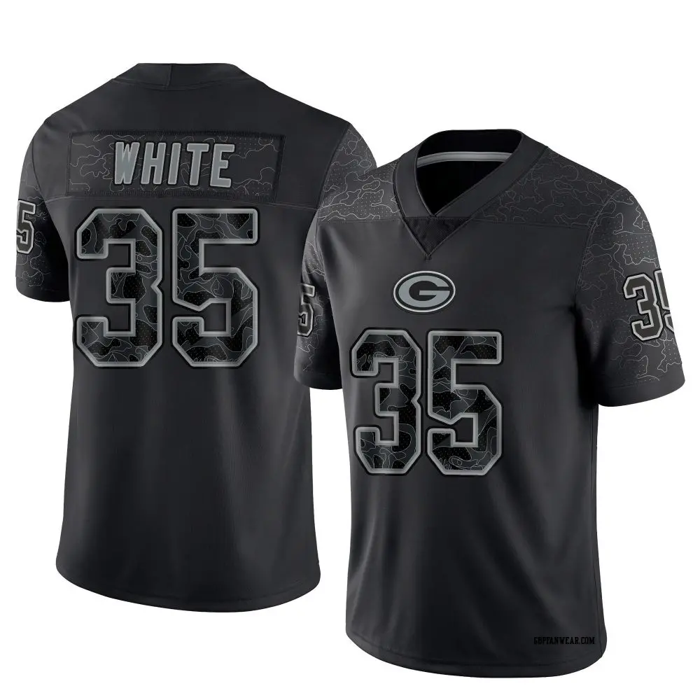 Limited Black Men's Jalen White Green Bay Packers Reflective Jersey