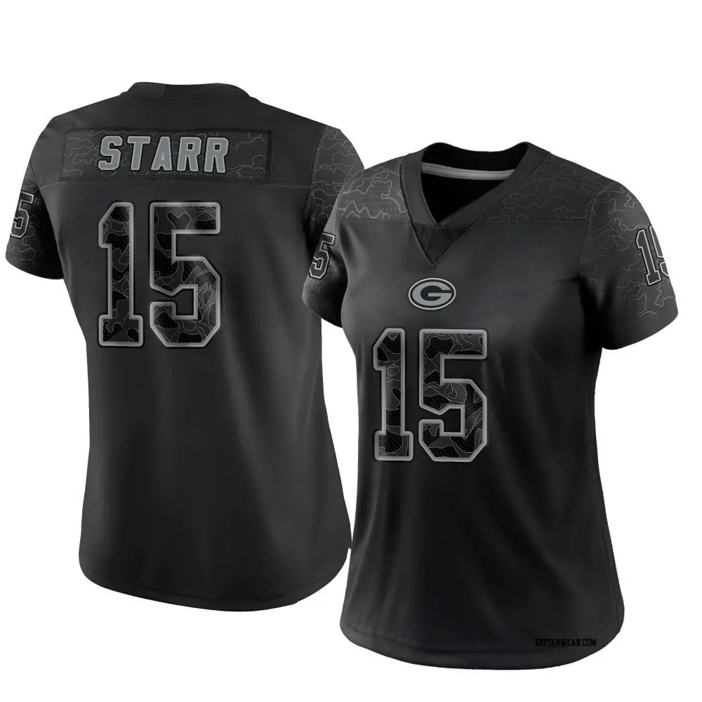 Limited Black Women's Bart Starr Green Bay Packers Reflective Jersey