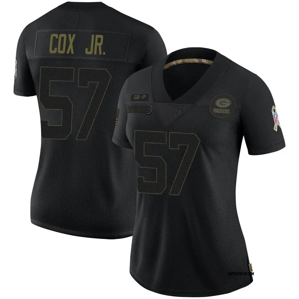 Limited Black Women's Brenton Cox Jr. Green Bay Packers 2020 Salute To Service Jersey