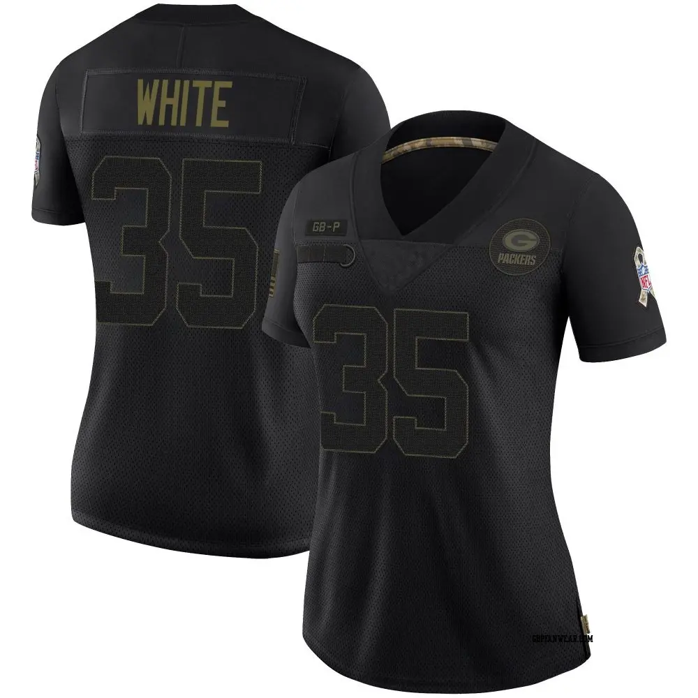 Limited Black Women's Jalen White Green Bay Packers 2020 Salute To Service Jersey