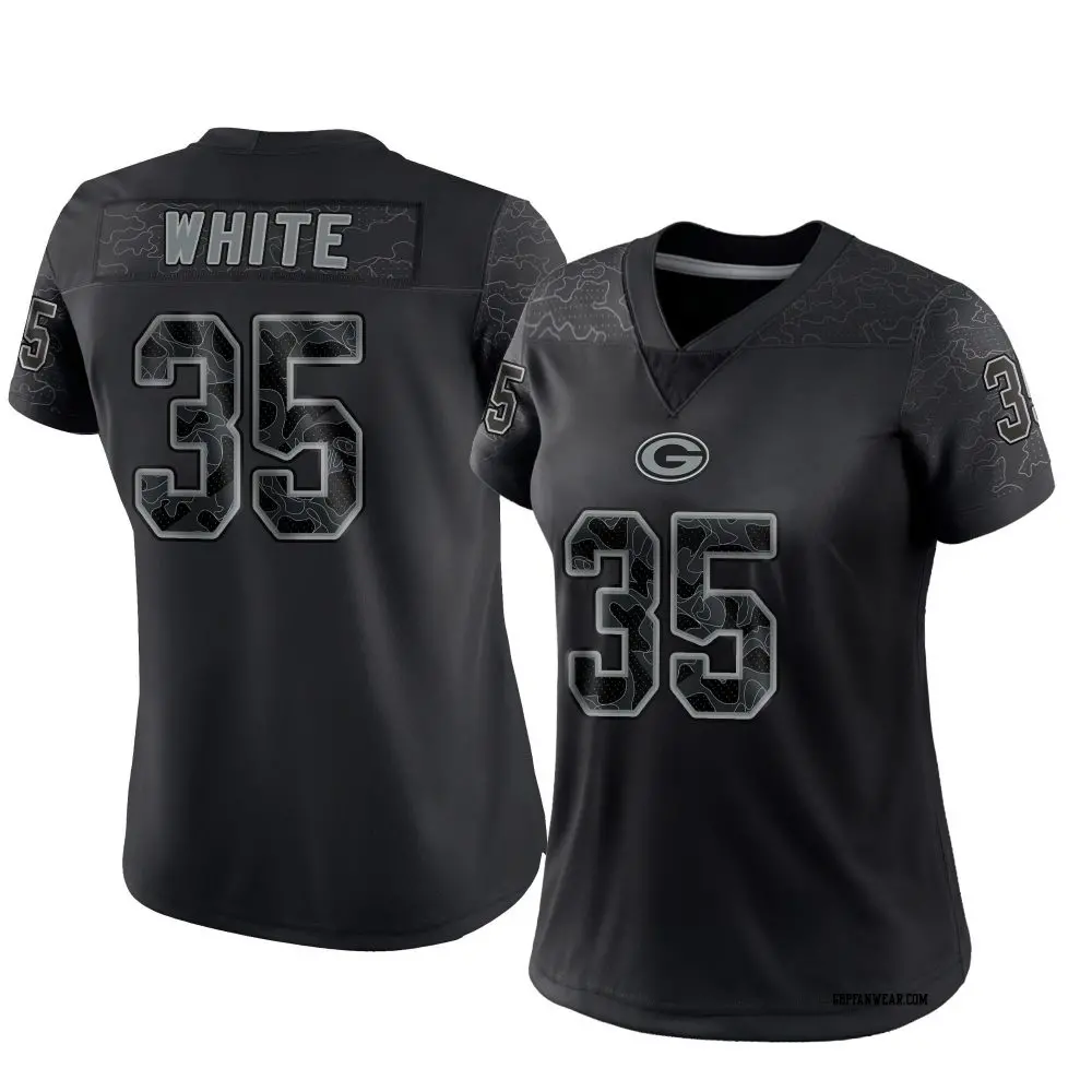 Limited Black Women's Jalen White Green Bay Packers Reflective Jersey