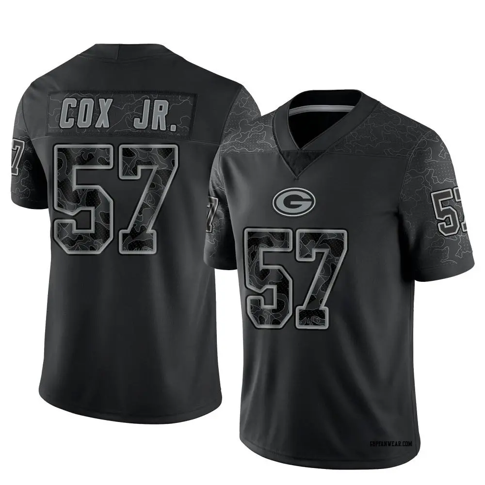 Limited Black Youth Brenton Cox Jr. Green Bay Packers Reflective Jersey