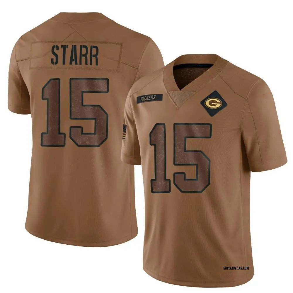 Limited Brown Men's Bart Starr Green Bay Packers 2023 Salute To Service Jersey