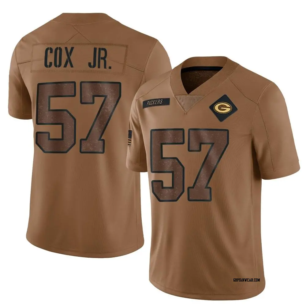 Limited Brown Youth Brenton Cox Jr. Green Bay Packers 2023 Salute To Service Jersey