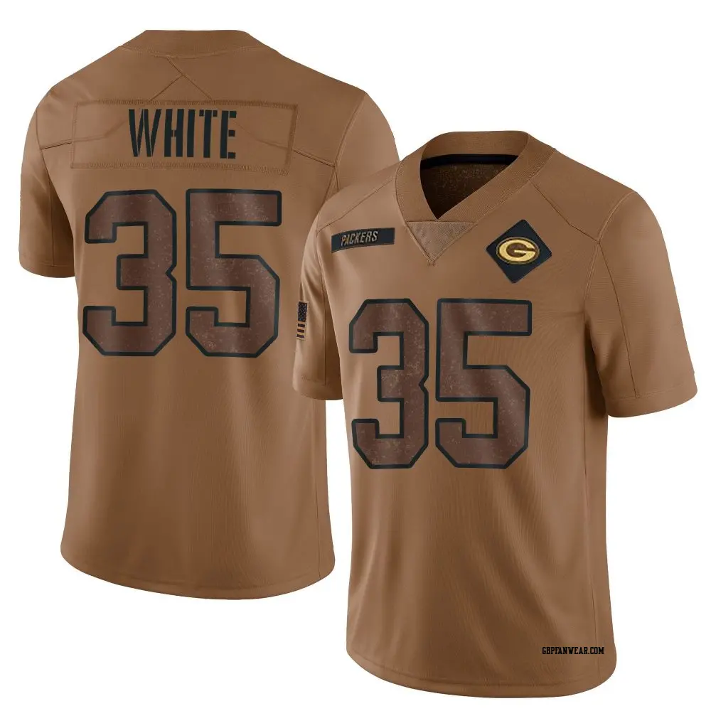 Limited Brown Youth Jalen White Green Bay Packers 2023 Salute To Service Jersey