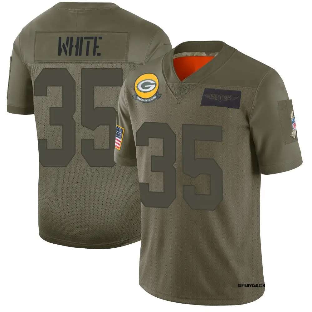 Limited Camo Men's Jalen White Green Bay Packers 2019 Salute to Service Jersey