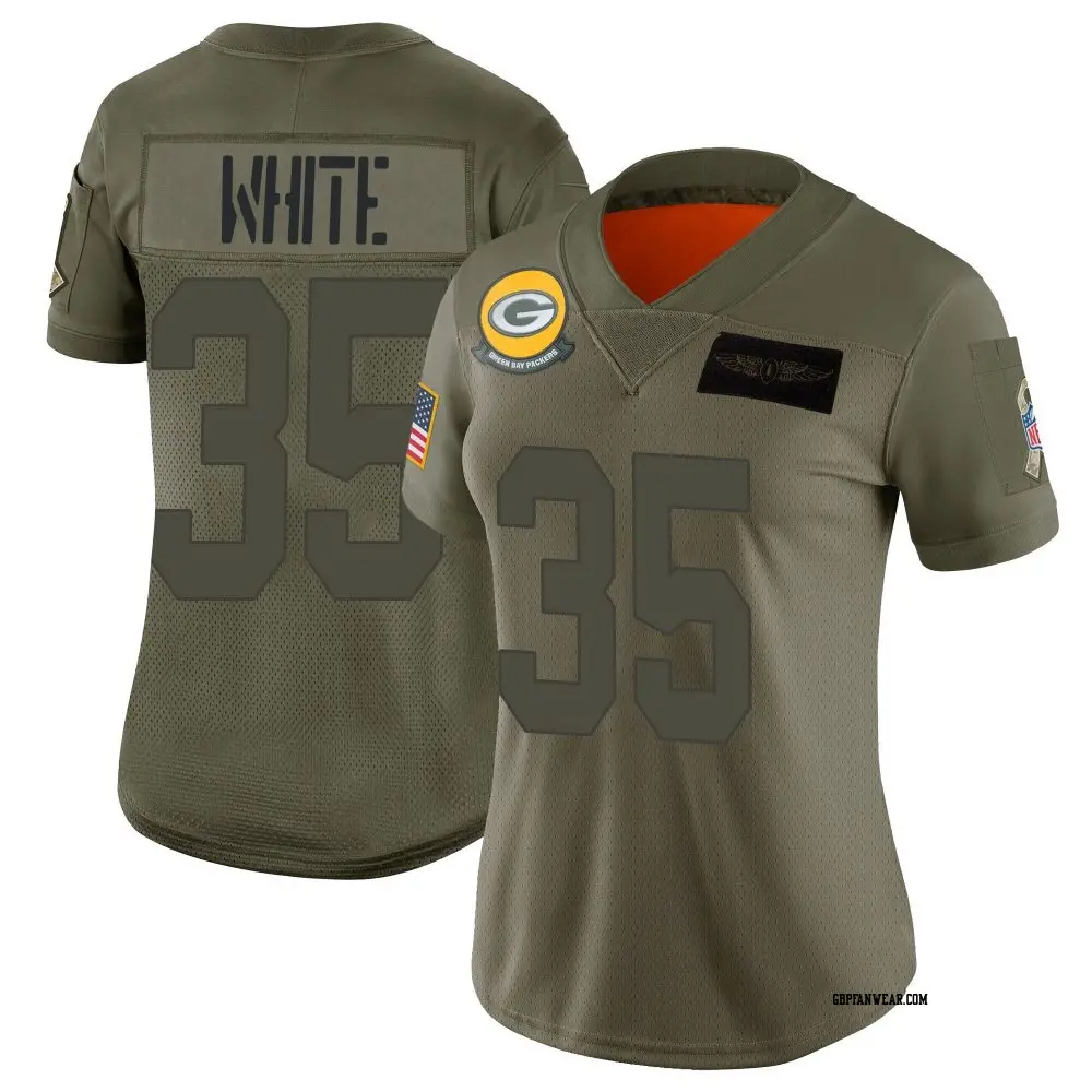 Limited Camo Women's Jalen White Green Bay Packers 2019 Salute to Service Jersey