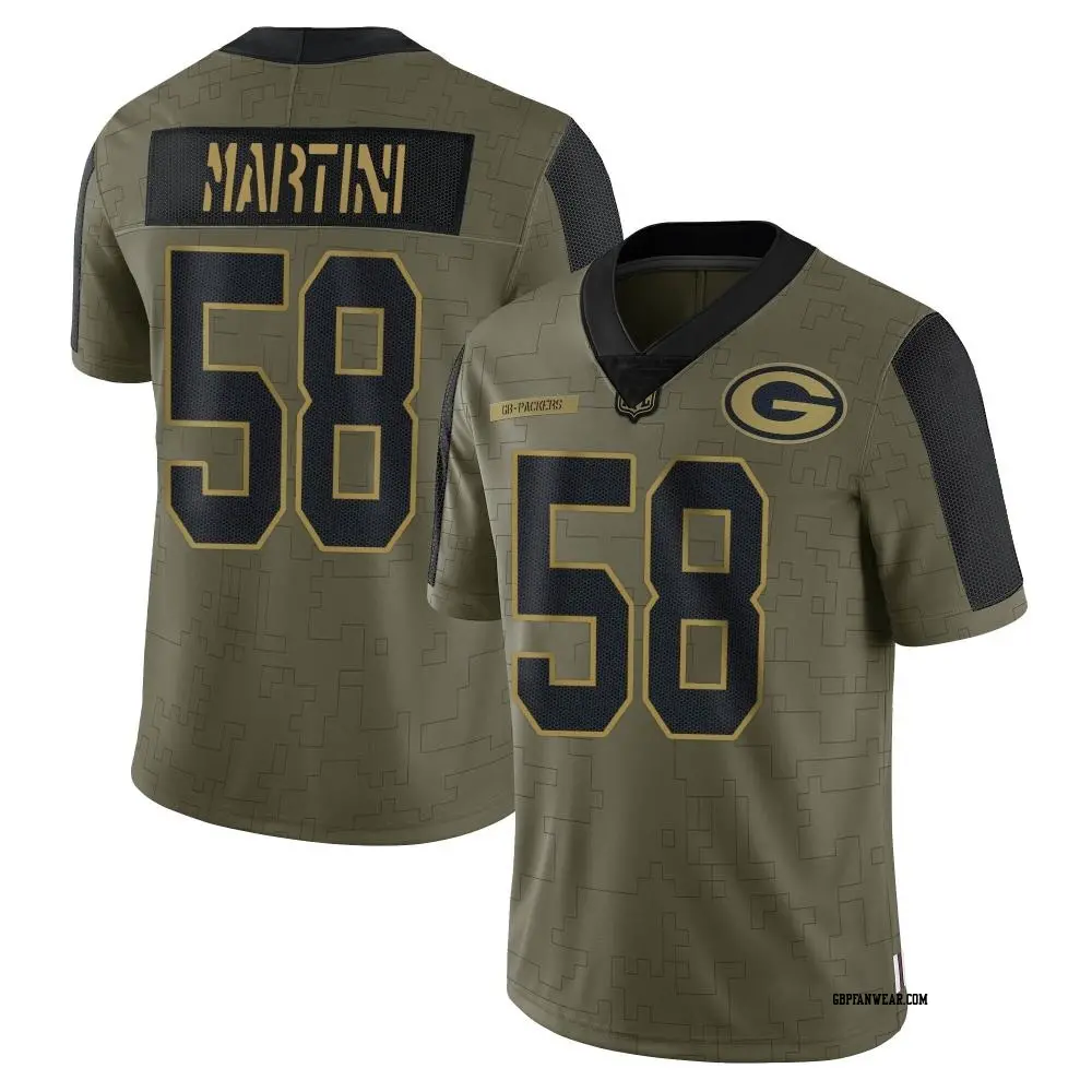 Limited Olive Men's Greer Martini Green Bay Packers 2021 Salute To Service Jersey