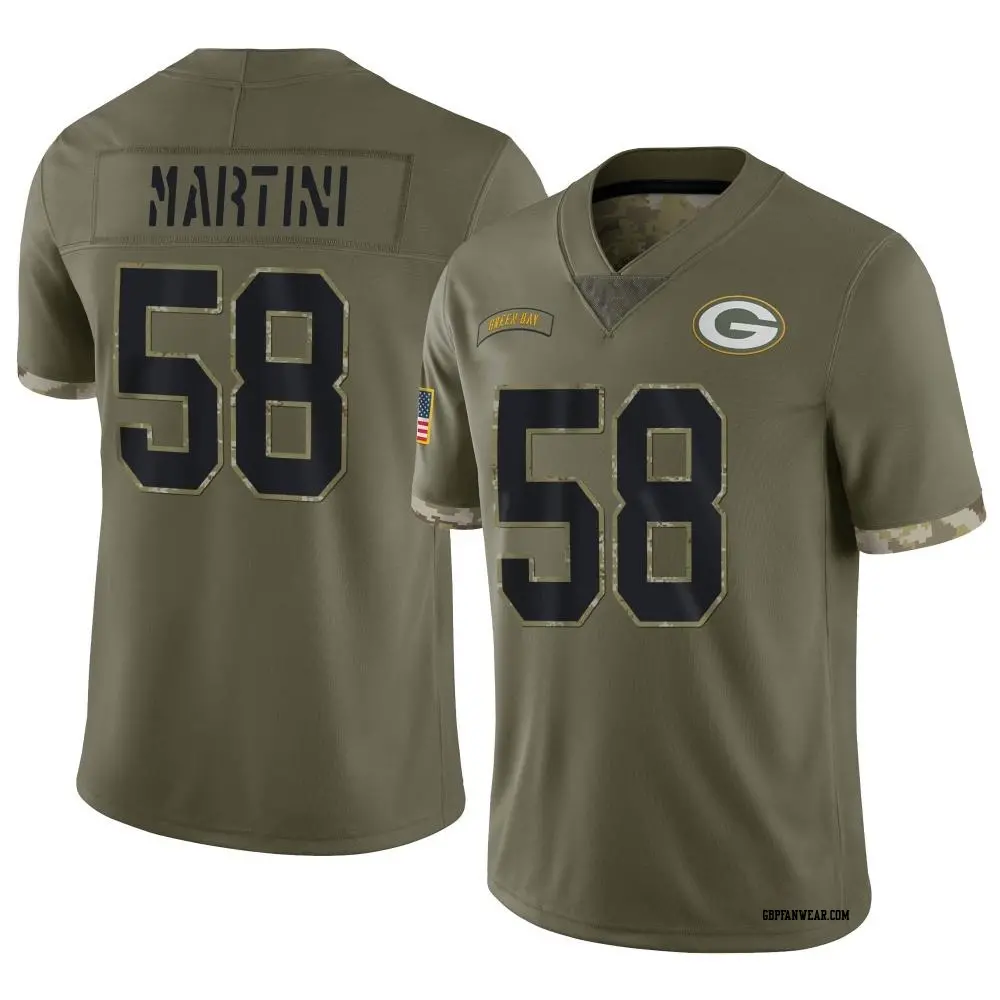 Limited Olive Men's Greer Martini Green Bay Packers 2022 Salute To Service Jersey