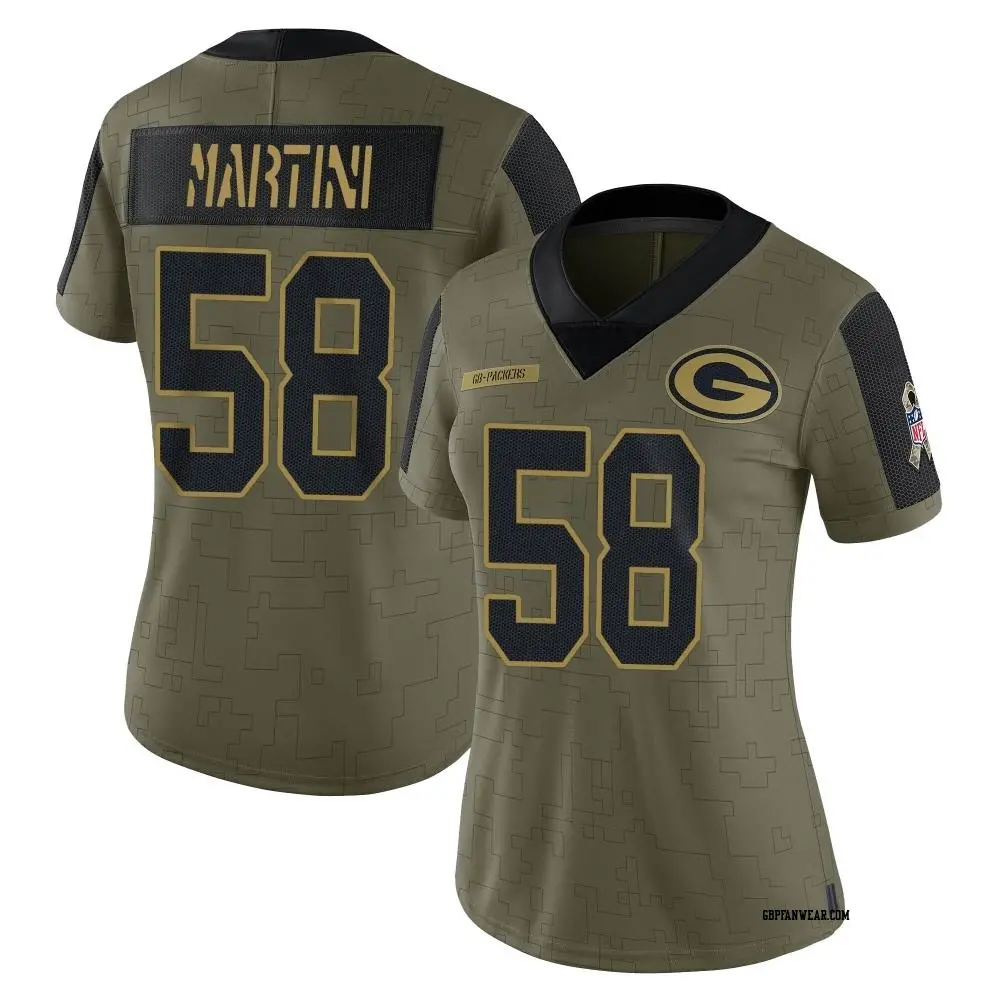 Limited Olive Women's Greer Martini Green Bay Packers 2021 Salute To Service Jersey