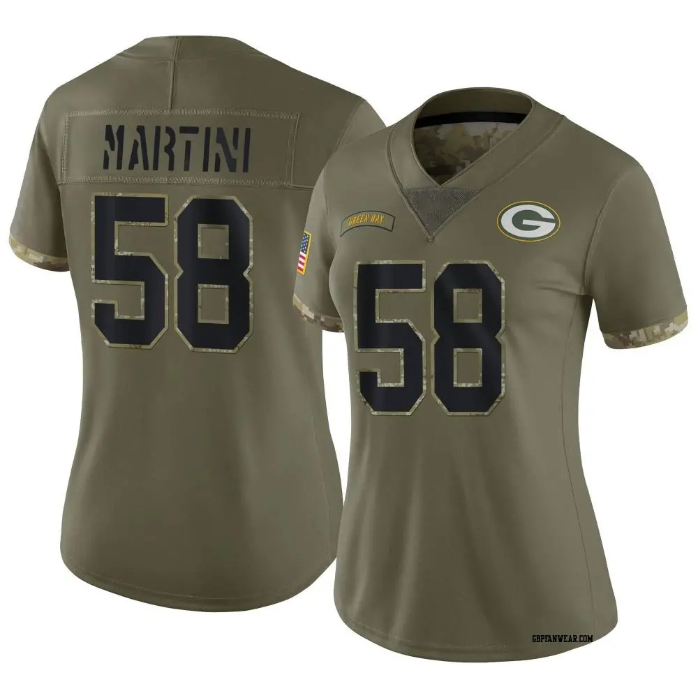 Limited Olive Women's Greer Martini Green Bay Packers 2022 Salute To Service Jersey