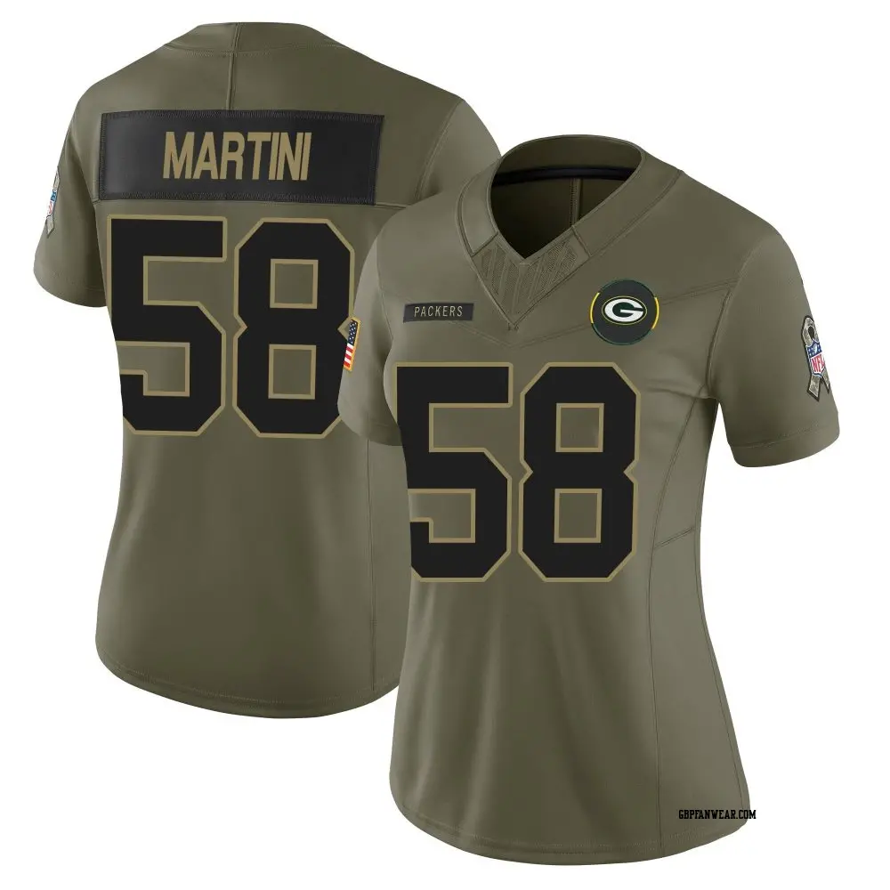 Limited Olive Women's Greer Martini Green Bay Packers 2025 Salute to Service Jersey