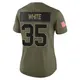 Limited Olive Women's Jalen White Green Bay Packers 2025 Salute to Service Jersey