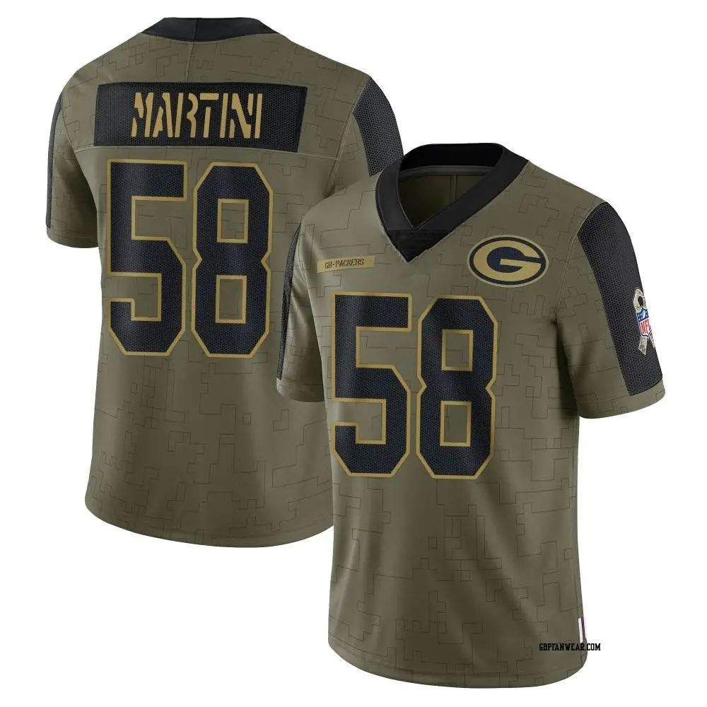 Limited Olive Youth Greer Martini Green Bay Packers 2021 Salute To Service Jersey
