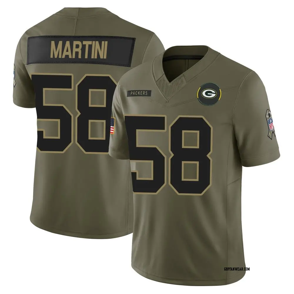 Limited Olive Youth Greer Martini Green Bay Packers 2025 Salute to Service Jersey